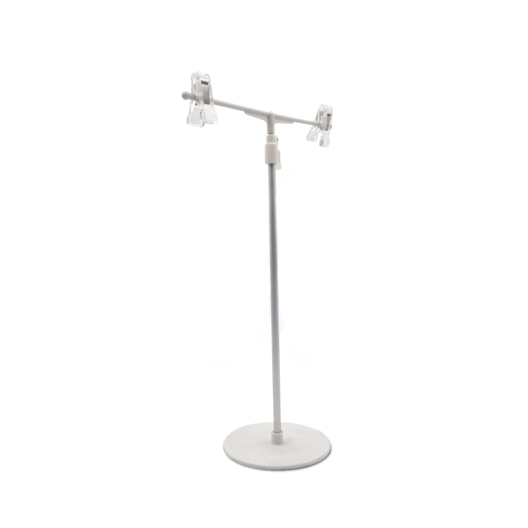 SOPORTE T CON PINZA ACRíLICA Y VARILLA EXPANDIBLE