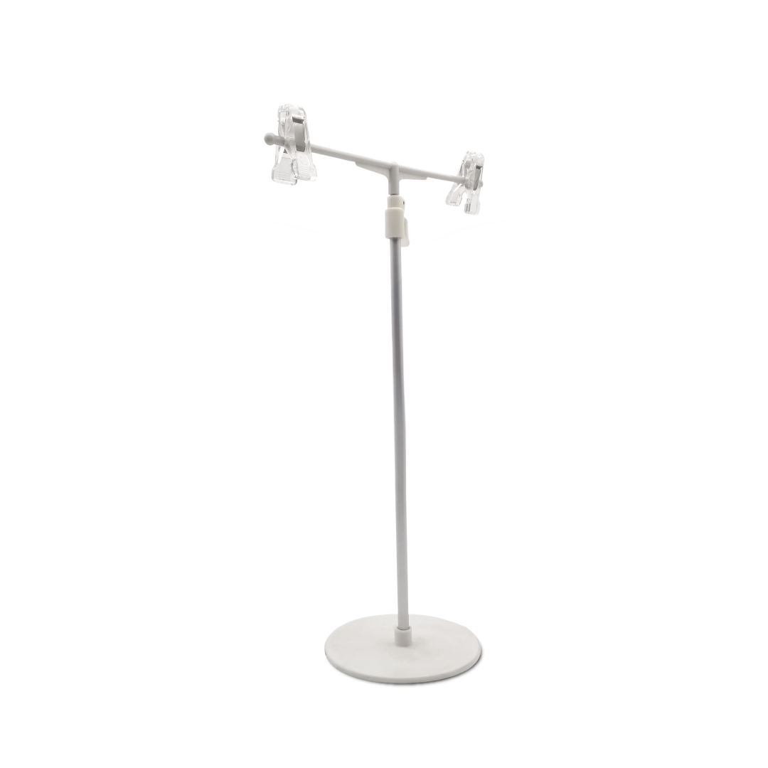 SOPORTE T CON PINZA ACRíLICA Y VARILLA EXPANDIBLE